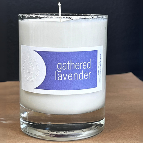 gathered lavender candle